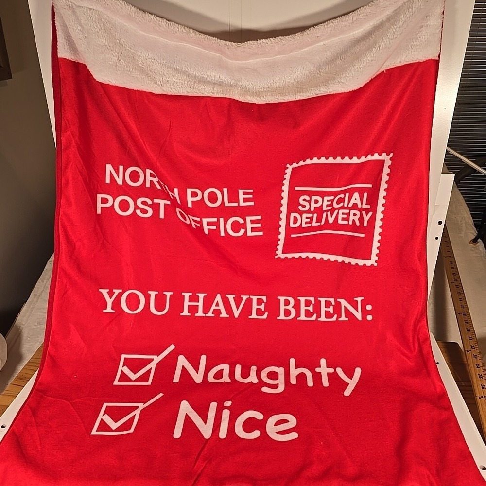XL Cotton Drawstring Red Christmas Gift Bag North Pole Post Office Special Deliv